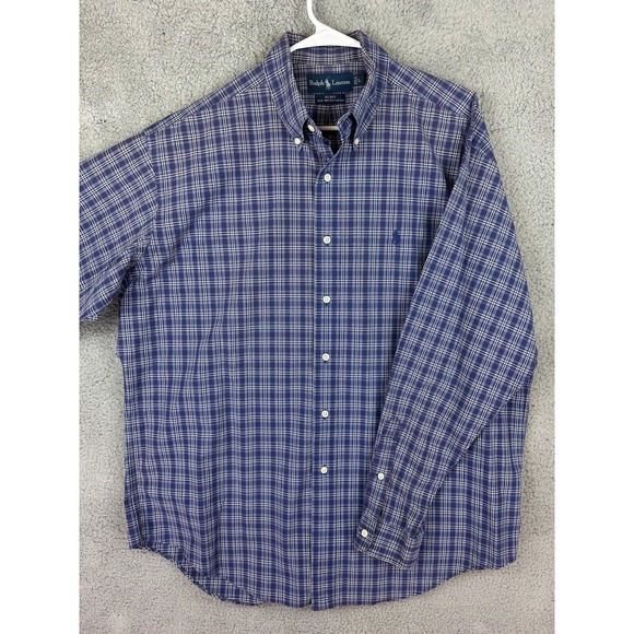 Polo Ralph Lauren Blake Shirt Mens Large Button Down Long Sleeve Blue Plaid Men